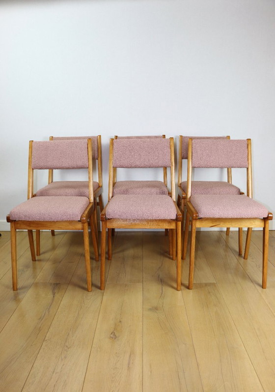 Image 1 of Sedie vintage rosa fucsia boucle - set da 6