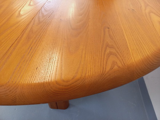 Image 1 of Vintage Seltz round dining table from the 70s/80s in solid blond elm with extensions
