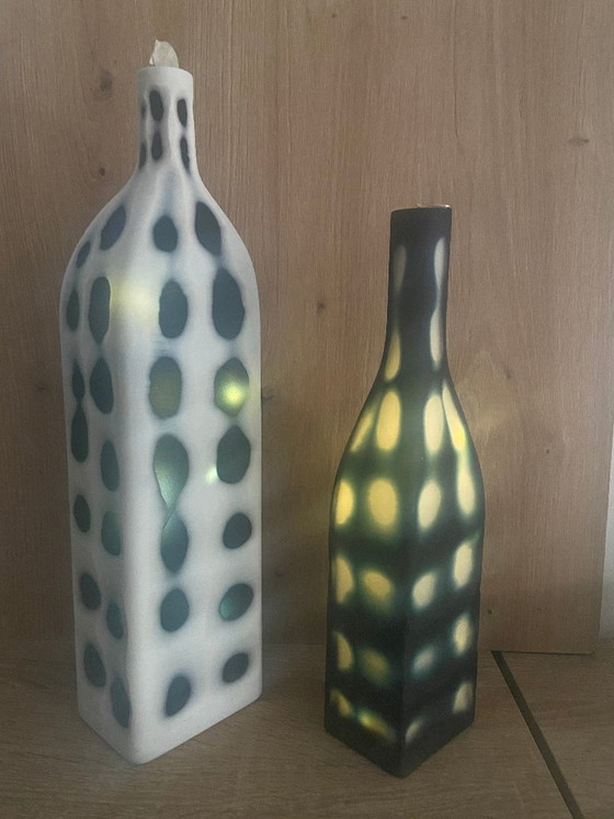 Image 1 of Contemporary Duo of Vases Bottles Soliflores KARE Design Glass Ceramic Art
