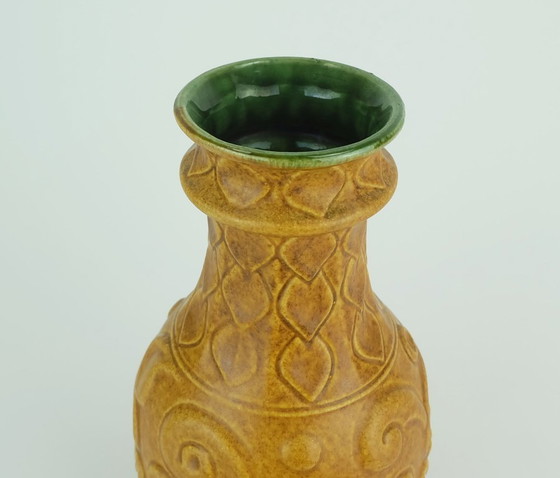 Image 1 of 1960s Bay Ceramic Vase Relief Floral Decor Model 86 25