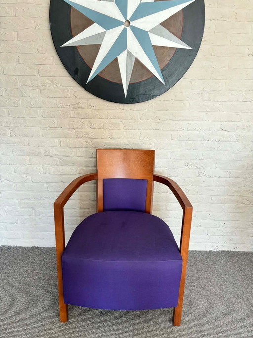 4 x Andreu World Valencia armchairs fabric/cherry wood