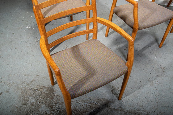 Image 1 of J.L. Mollers Model 68 armchairs in Oak with original fabric. Made in Denmark Circa 1990