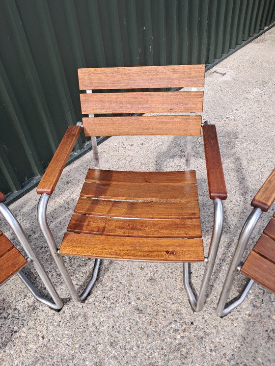 Image 1 of 4 chaises de jardin Gispen en teck/RS, empilables