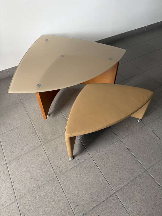 Image 1 of Leolux Joey coffee table + leather side table