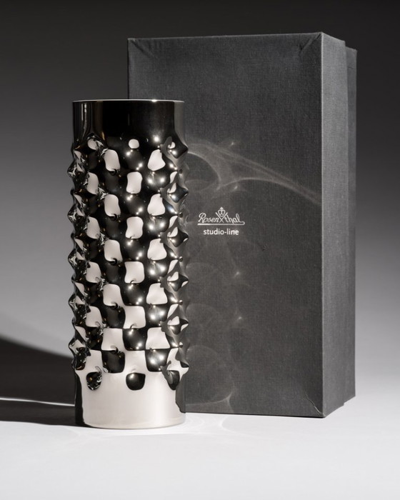 Image 1 of Vaso vintage Rosenthal Studio-Line "Vibrations" Duo Dieter Mankau argento e bianco
