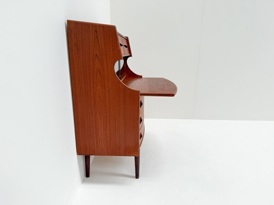 Image 1 of Mid-Century Teak Secretary Desk with Drawers | Gunnar Falsig by Falsig Mobler