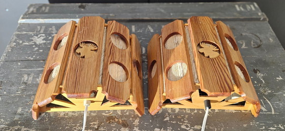Image 1 of Scandinavische lampen set van hout (4stuks)