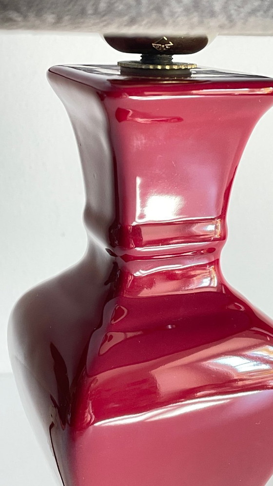 Image 1 of Vintage Ceramic and Velvet Lamp