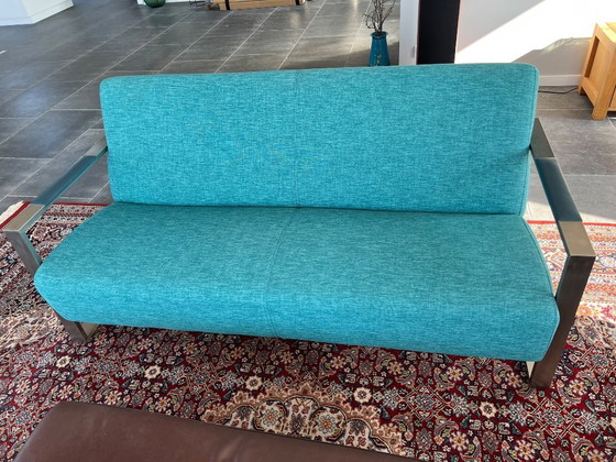 Image 1 of Divano Montel con poltrona - Pelle e tessuto - Colore petrolio