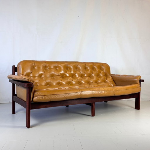 Deense Mid Century Leren Sofa - Vintage 3-zits, stijl jaren 1960