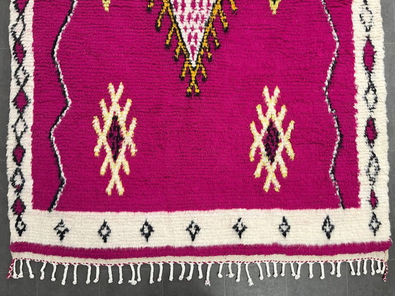 Image 1 of Berber Rug - 311 cm x 204 cm - pink and white Wool