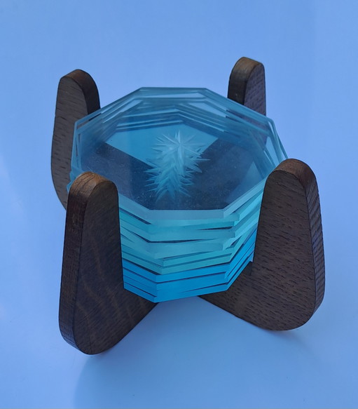 12 x vintage glass coasters from the 1950s
