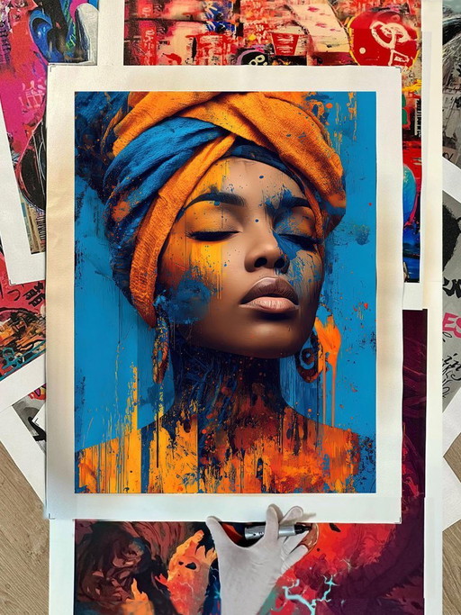 Alberto RICARDO - Mujer Afro - Tela d'artista