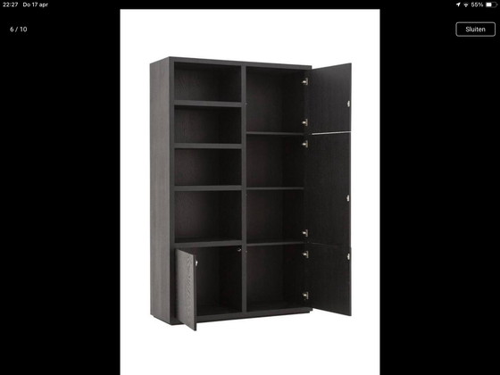 Image 1 of Goossens Storage Cabinet Barcelona Oak Black Lacquered