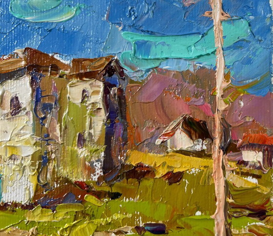 Image 1 of Original Oil Painting Day House Landscape Eastern motif