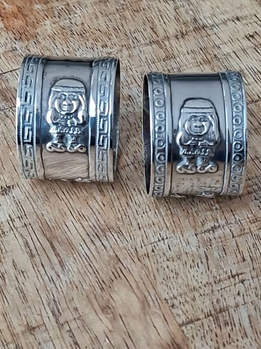 Mid-century handmade Peruvian silver napkin rings – Set of 2