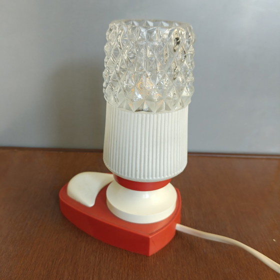 Vintage Massive Belgium Table Lamp – 1970s – Pressed Glass – Space Age – Plastic (photo 5 of 9)