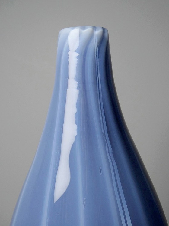 Image 1 of Pair of vintage Murano glass vases in smoked glass lined with opaline glass, soap bubble design
