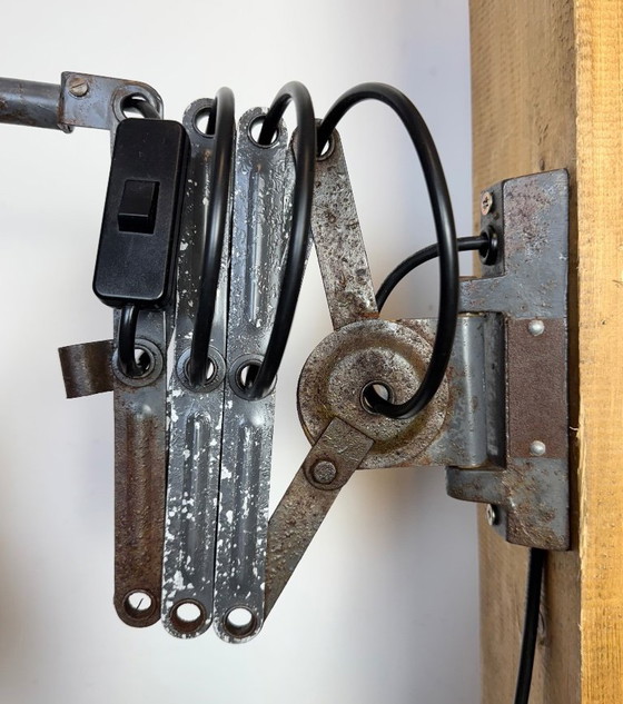 Image 1 of Grey Industrial Scissor Wall Lamp from Elektroinstala, 1960s