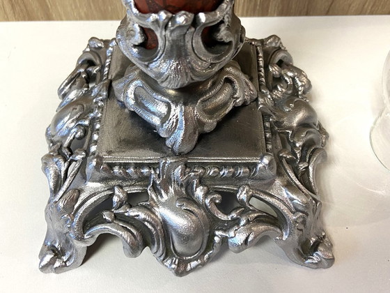 Image 1 of Ancienne Lampe à Pétrole Colonne Huile Kérosène France 1900 "HS" Art Nouveau