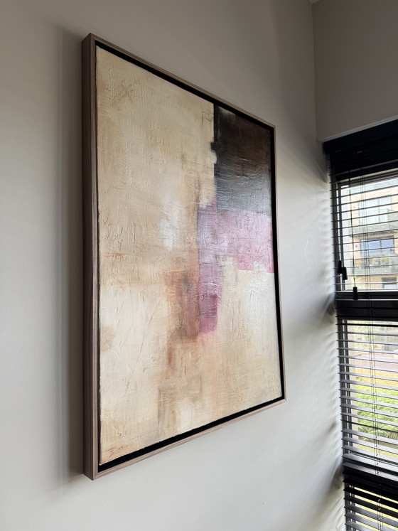 Uniek Abstract Textuurschilderij 60x80 cm (Incl. Walnoot Baklijst) – Wanddecoratie, Canvas, Wood (photo 2 of 5)