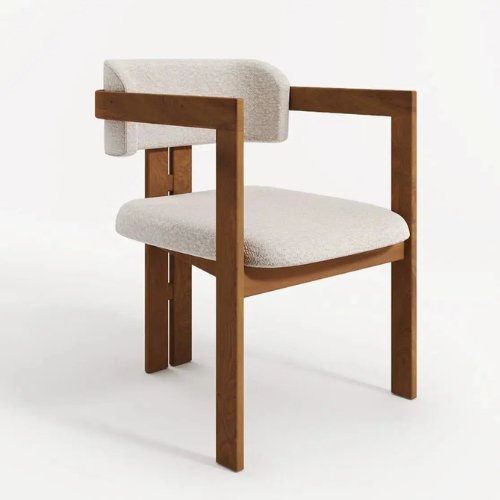 Solid Wood and Fabric Chair – Contemporary Elegance and Comfort 48x54x83cm – Dining chairs, Textile (photo 2 of 6)
