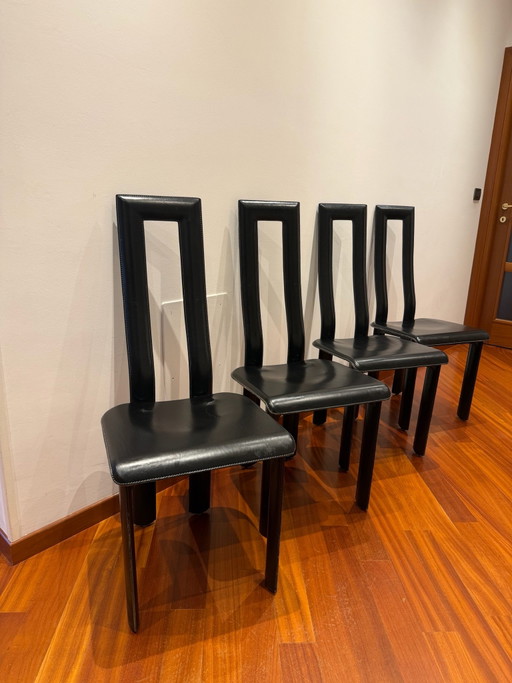 Lot de 4 chaises YCAMI Collection en cuir noir