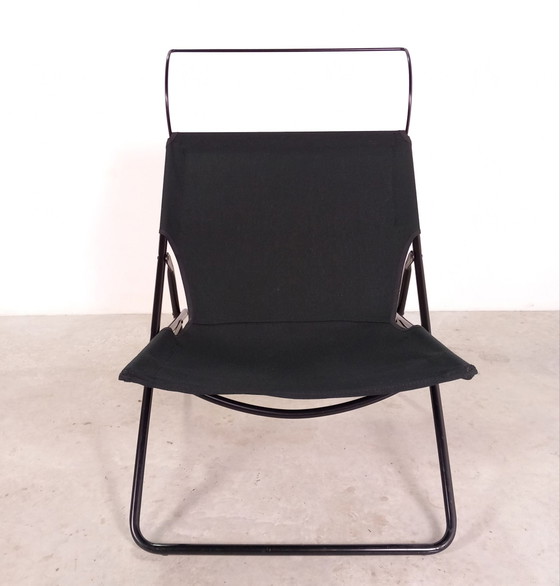 Poltrona vintage IKEA "Lya" / Sedia pieghevole (1987), Design Postmoderno 🌟, Poltrone, polished steel, Tela (foto 6 di 11)