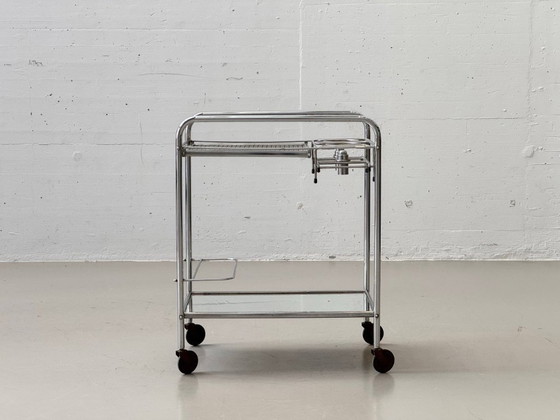 Image 1 of French Art Deco bar trolley with removable oil lamps, 1940s