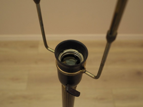 Danish floor lamp with wood and metal base, botanical fabric shade, 1960s, Floor lights, Textile (photo 10 of 13)