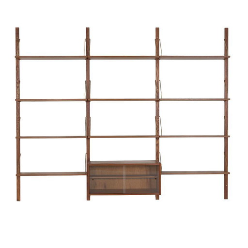 Modulaire wandkast van teakhout, Deens design, jaren 60, gemaakt in Denemarken.