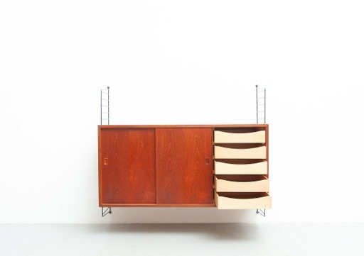 String teak wall sideboard by Kajsa & Nisse Strinning, 1950s