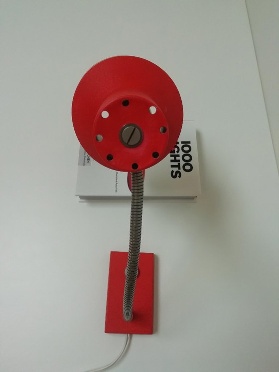 Image 1 of Space Age Tischleuchte in Rot mit flexiblem Metallarm