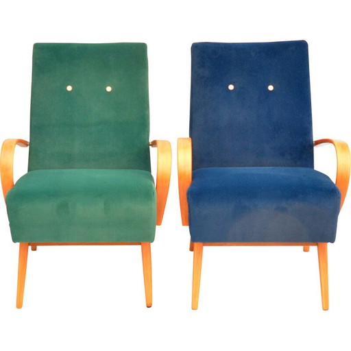 Paire de fauteuils vintage en hêtre par J. Smidek pour Ton, Tchécoslovaquie années 1960