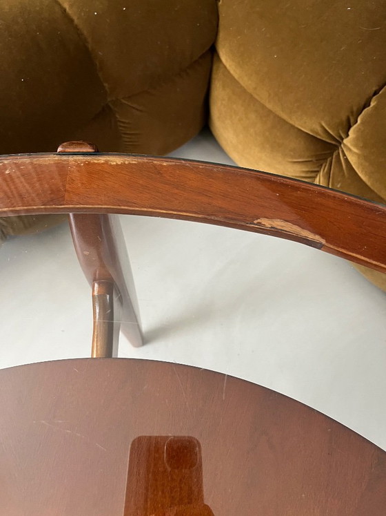 Vintage Round Coffee Table Teak Danish Design Mid-Century Modern – Glass, Wood (photo 6 of 9)