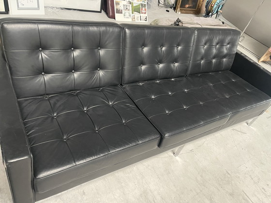 Image 1 of Florence Knoll 3 zits bank zwart leder