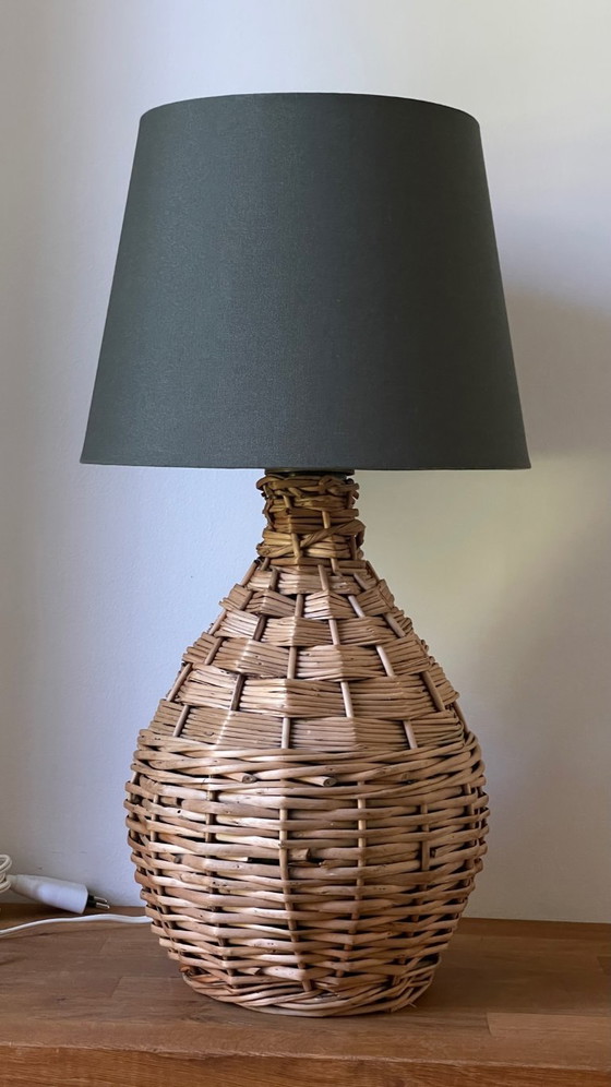 Lampada VINTAGE Dame Jeanne in Rattan – Lampade da tavolo, Tela (photo 15 of 17)