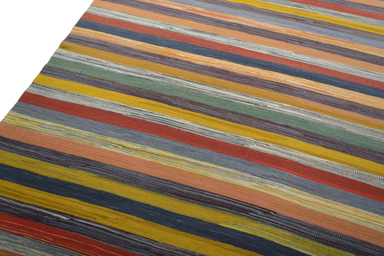 Image 1 of Handwoven Designer Kilim Fars - 250 X 162 Cm - Modern Stripes & Natural Colors