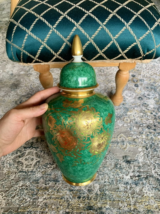 Rare Alka Kunst Bavaria lidded vase “Patricia” – Mid-Century collector's item with real gold (circa 1950s/60s) (photo 5 of 5)