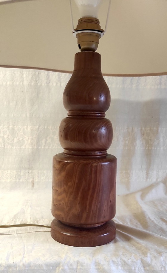 Image 1 of Scandinavian-style table lamp in turned wood - 1970s
