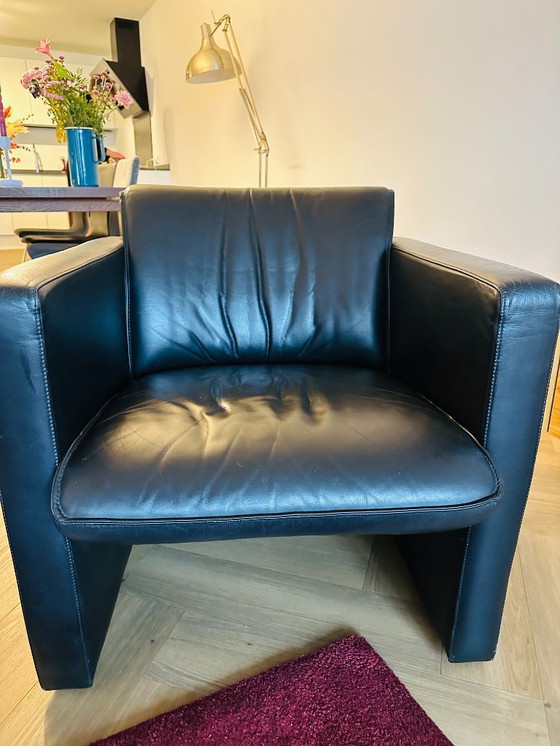 Image 1 of Ensemble de 2 fauteuils Leolux Fabio en cuir noir