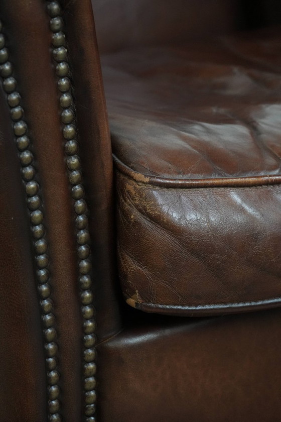 Image 1 of Vintage schapenleren fauteuil/ armchair met prachtige warme kleuren