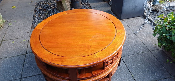 Image 1 of Vintage 1950s teak Chinese tea table coffee table