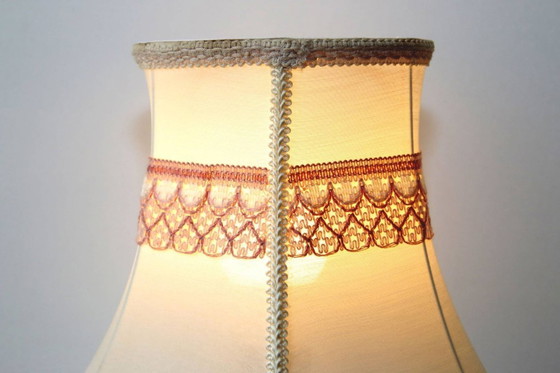 Image 1 of Brass table lamp with fabric border, 41cm, 1970s vintage