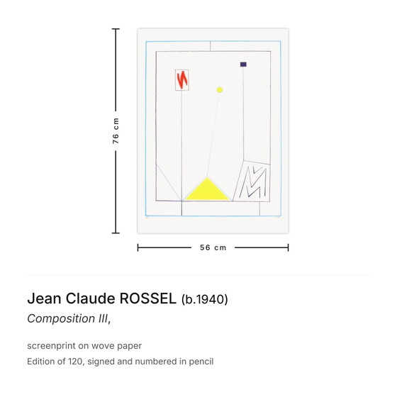 Image 1 of Jean Claude ROSSEL Composizione III Serigrafia firmata