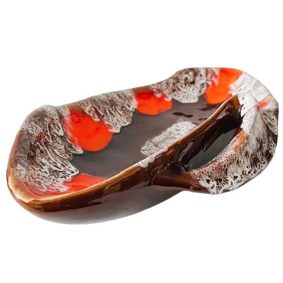 Image 1 of Vintage mid-century Vallauris keramiek fruitschaal oranje bruin 1960's