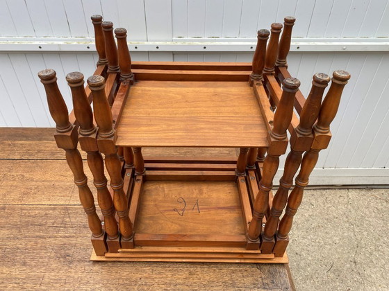 Image 1 of Set of 3 rustic cherry wood nesting coffee tables 1950