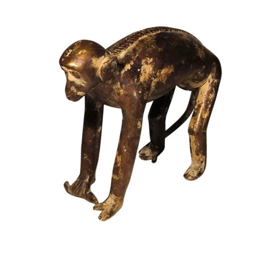 Bronze Sculpture of a Monkey with an Antique Brown Patina, 20th Century