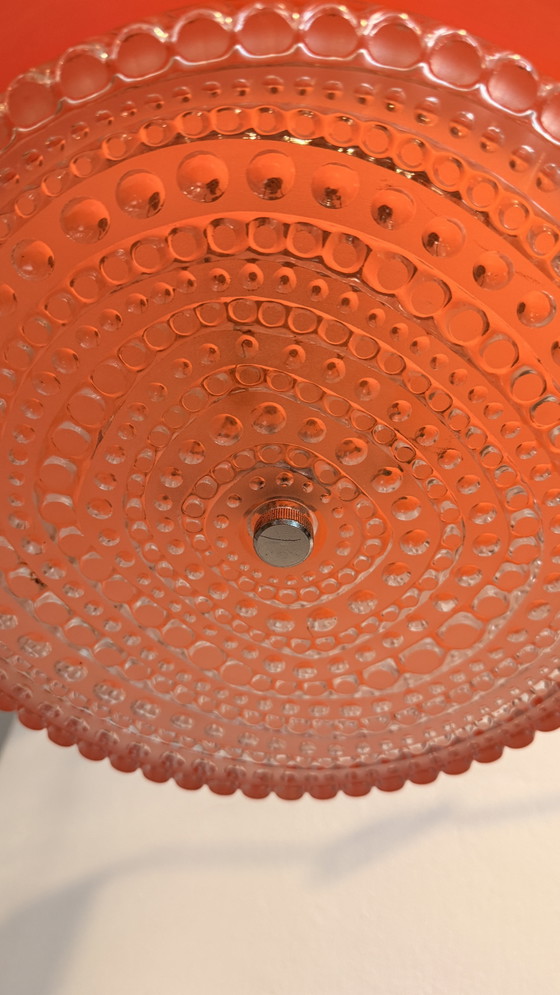 Suspension Peill & Putzler style Space Age – Années 1970 – Orange – Ø 36 cm – Design vintage – Glass, Chrome (photo 7 of 9)