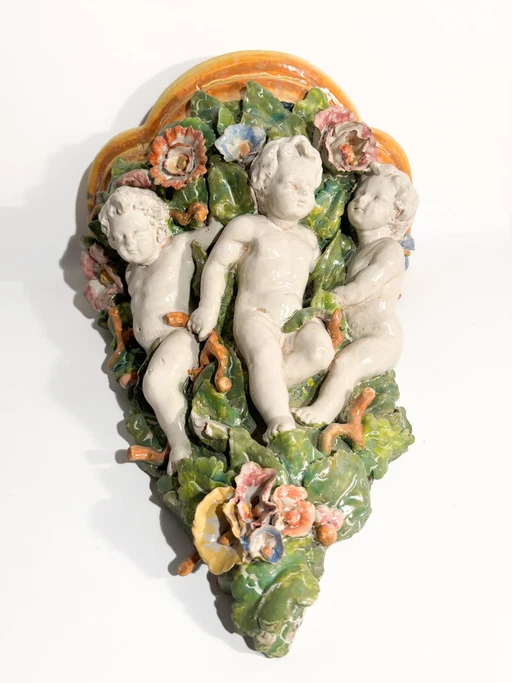 Shelf Attributed to Minghetti Ceramics, Hand-crafted and Hand-painted in the 1800s – decoratieve objecten (photo 2 of 13)